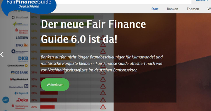 Bild zeigt einen Ausschnitt der Website Fair Finance Guide
